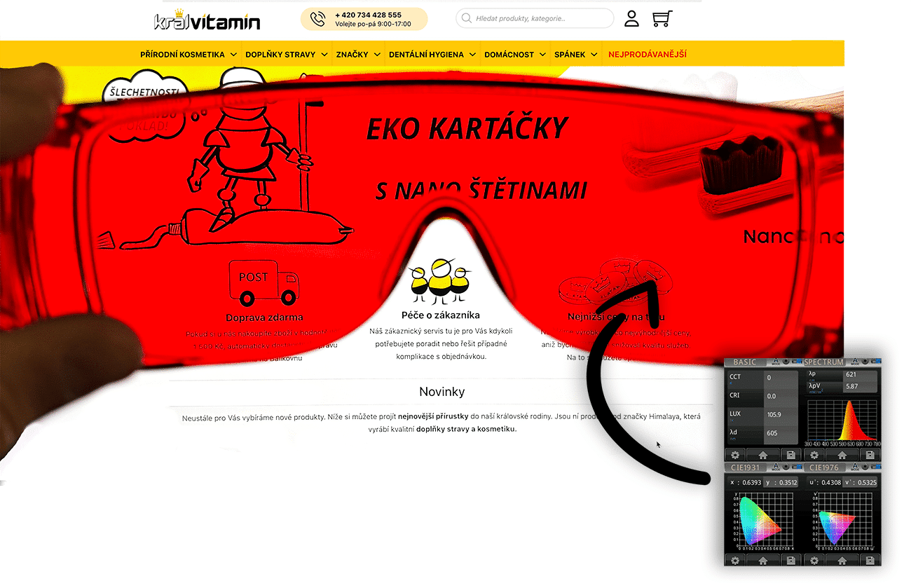 SleepKing Červené brýle proti modrému a zelenému světlu, Charles 4 cervene bryle s uprtek scannerem