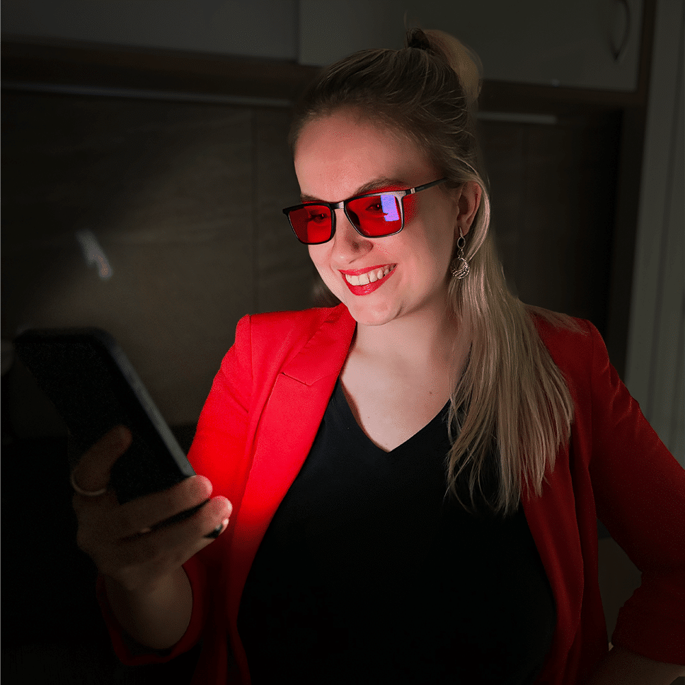 SleepKing Červené brýle proti modrému a zelenému světlu, Henry 1 style cervene zare 1