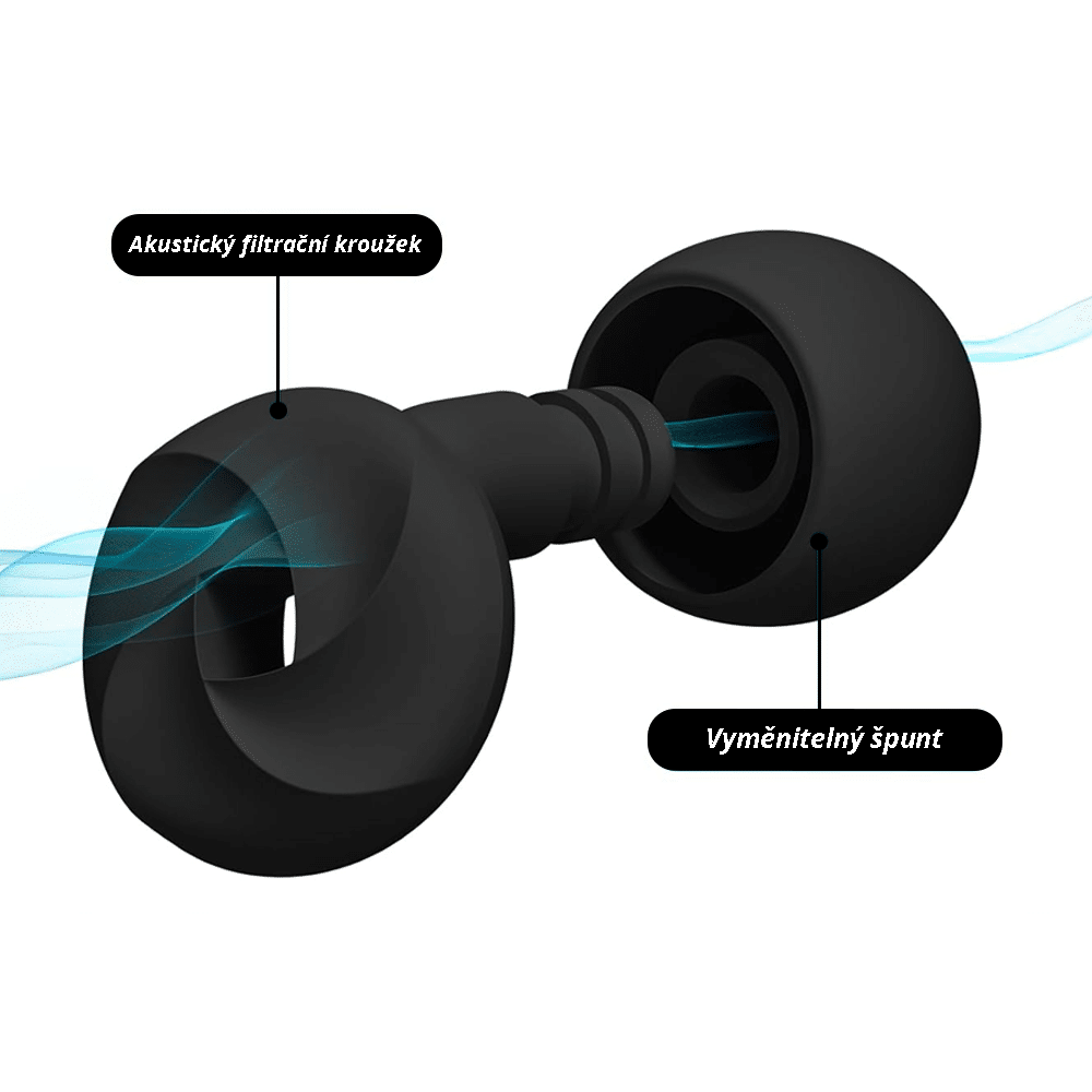 SleepKing černé špunty do uší, Amadeus 2 detail cerny spunt