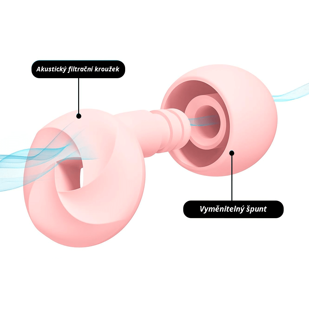 SleepKing™ Světle růžové špunty do uší Amadeus 9 detail ruzovy