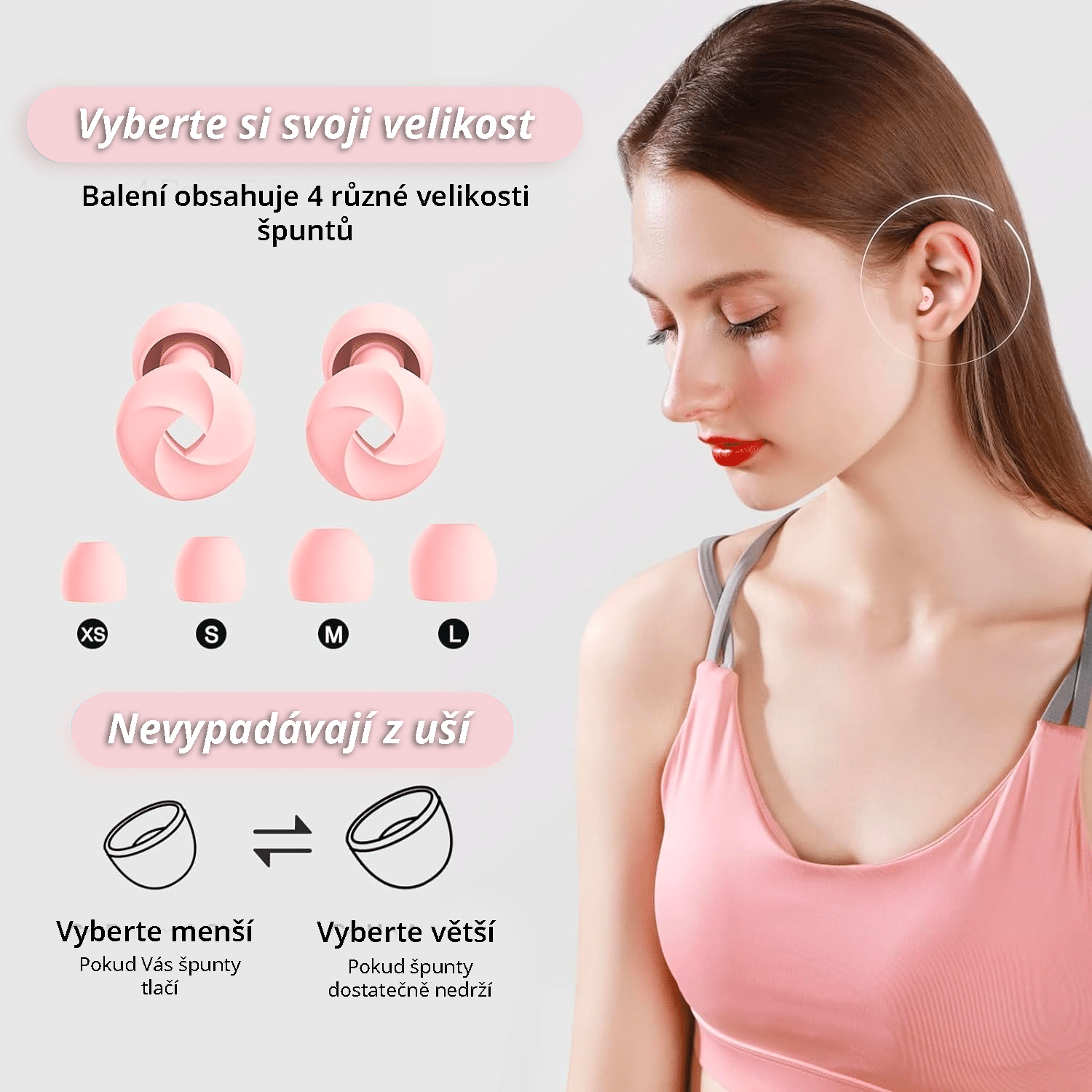 SleepKing™ Světle růžové špunty do uší Amadeus 6 ruzove fotka 1